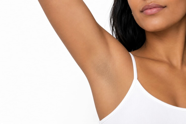 Vrouw met opgeheven arm
